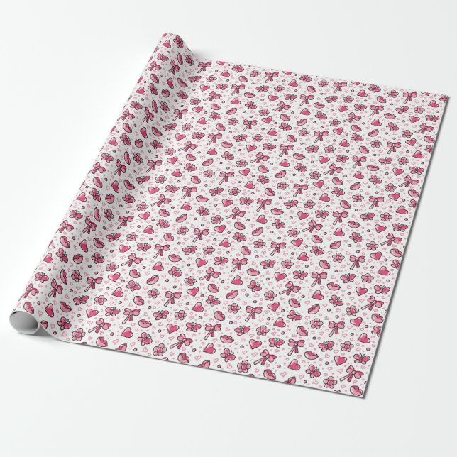Papier Cadeau motif romantique (Déroulé)