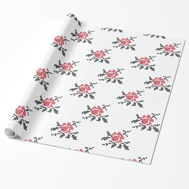 Papier Cadeau motif rose (Déroulé)