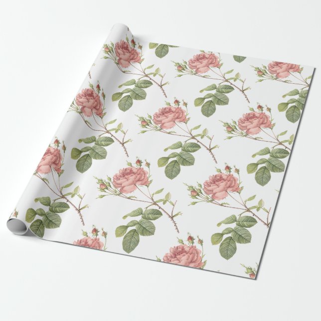 Papier Cadeau Motif rose (Déroulé)