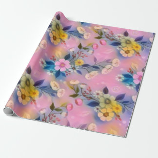 Papier Cadeau Motif rose Aesthétique Avec Fleurs Jaunes