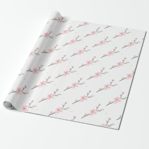Papier Cadeau Motif rose cerisier en fleurs