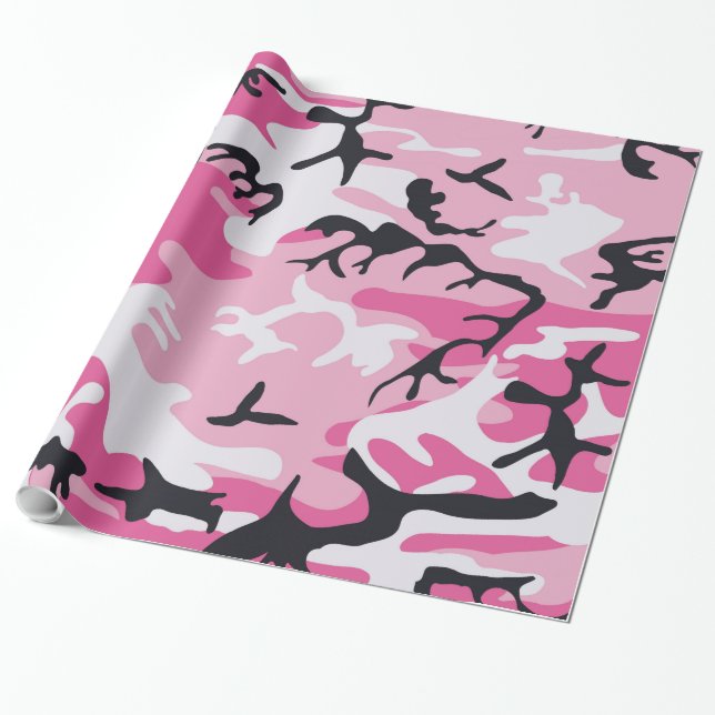 Papier Cadeau Motif rose de camouflage de Camo (Déroulé)