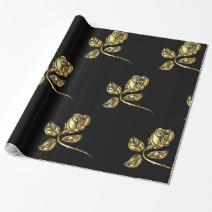 Papier Cadeau Motif Rose d'or