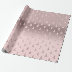 Papier Cadeau Motif rose élégant d'arbre de Noël de parties