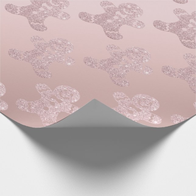 Papier Cadeau Motif rose élégant de bonhomme en pain d'épice de (Coin)