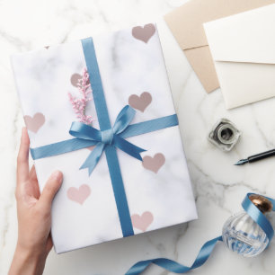 Papier Cadeau Motif rose élégant de coeur de Saint-Valentin d'
