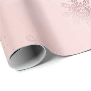 Papier Cadeau Motif rose élégant de Noël de flocon de neige d