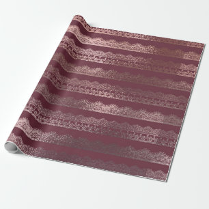 Papier Cadeau Motif rose en dentelle d'or sur la Bourgogne