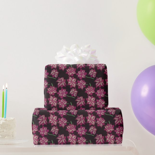 Papier Cadeau Motif rose et blanc Dahlia (Cadeaux de fête)