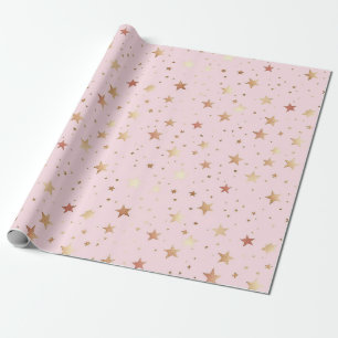 Papier Cadeau Motif rose étoile Pastel