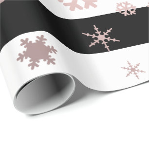 Papier Cadeau Motif rose Gold & Black Christmas Snowflake