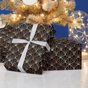 Papier Cadeau Motif rose Gold et Black Art Déco