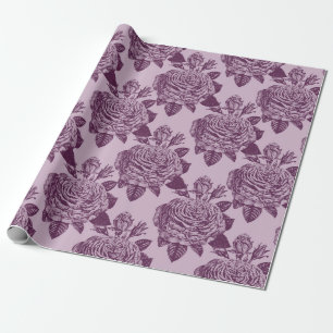 Papier Cadeau Motif Rose Mauve