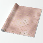 Papier Cadeau motif rose or et rose pâle<br><div class="desc">Paris vintage couronne motif papier d'emballage.</div>