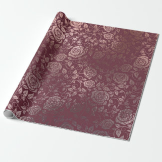 Papier Cadeau Motif rose or floral à tourbillon en Bourgogne