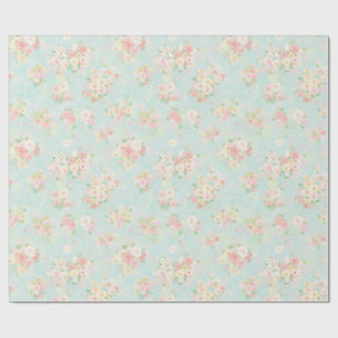 Papier Cadeau Motif Rose Pastel souple sur Aqua Arrière - plan