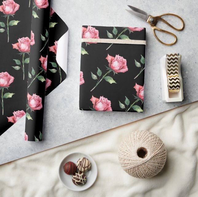 Papier Cadeau Motif Rose Rose (Artisanat)