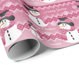 Papier Cadeau Motif rose Snowman