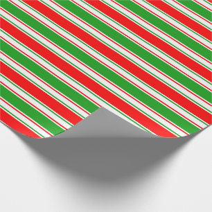 Papier Cadeau Motif rouge, blanc, vert rayé/lin