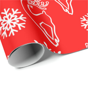 Papier Cadeau Motif rouge cerf de Noël