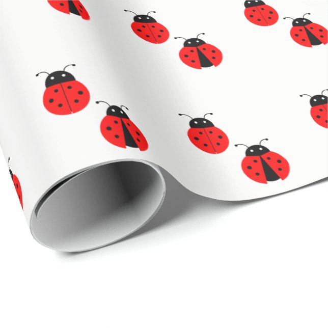 Papier Cadeau Motif rouge de coccinelle (Coin rond)