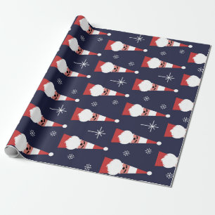 Papier Cadeau Motif rouge de Noël Retro Père Noël