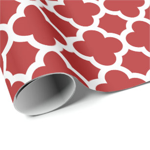 Papier Cadeau Motif rouge de treillis de Quatrefoil de Noël