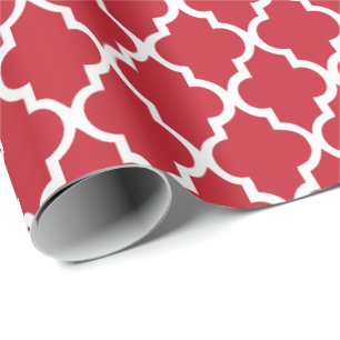 Papier Cadeau Motif rouge de tuiles de Quatrefoil de canneberge