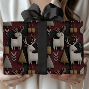Papier Cadeau Motif Rouge Et Or De Noël Moderne