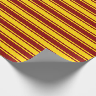 Papier Cadeau Motif rouge foncé et jaune rayures/lignes