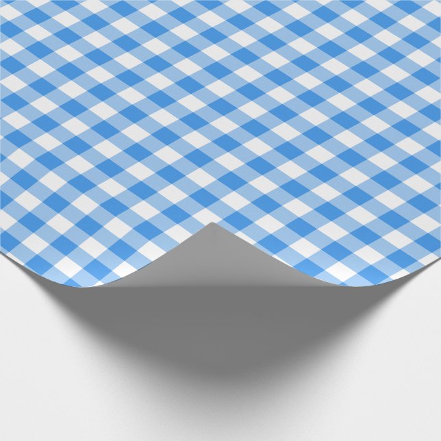 Papier Cadeau Motif Rustic Blue et White En vichy (Coin)