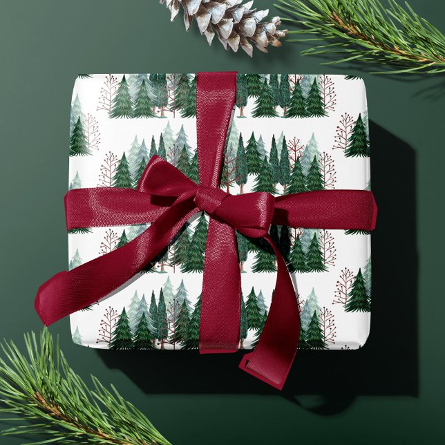 Papier Cadeau Motif rustique de sapin de Noël (Créateur téléchargé)