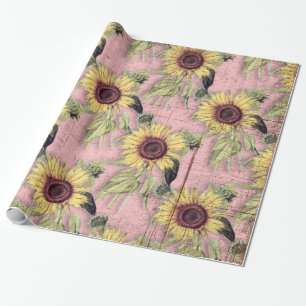 Papier Cadeau Motif rustique de tournesol d'automne