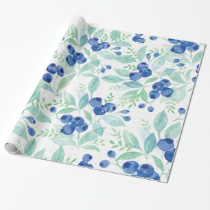 Papier Cadeau Motif rustique d'été de baie de myrtille de mili