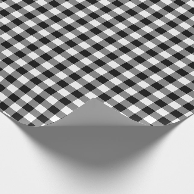 Papier Cadeau Motif rustique noir et blanc En vichy (Coin)