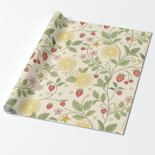 Papier Cadeau Motif rustique Terreux de Fraise & d'Agrumes (1)