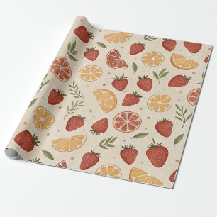 Papier Cadeau Motif rustique Terreux de Fraise & d'Agrumes (2)