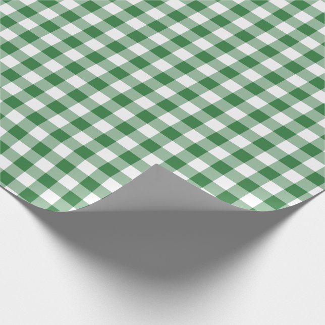 Papier Cadeau Motif rustique vert et blanc En vichy (Coin)