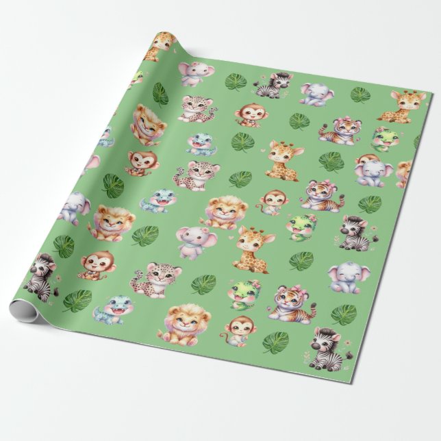 Papier cadeau motif Safari Jungle (Déroulé)