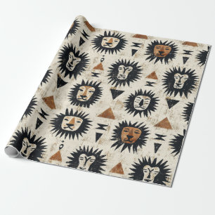 Papier Cadeau Motif Safari Lion Tribal