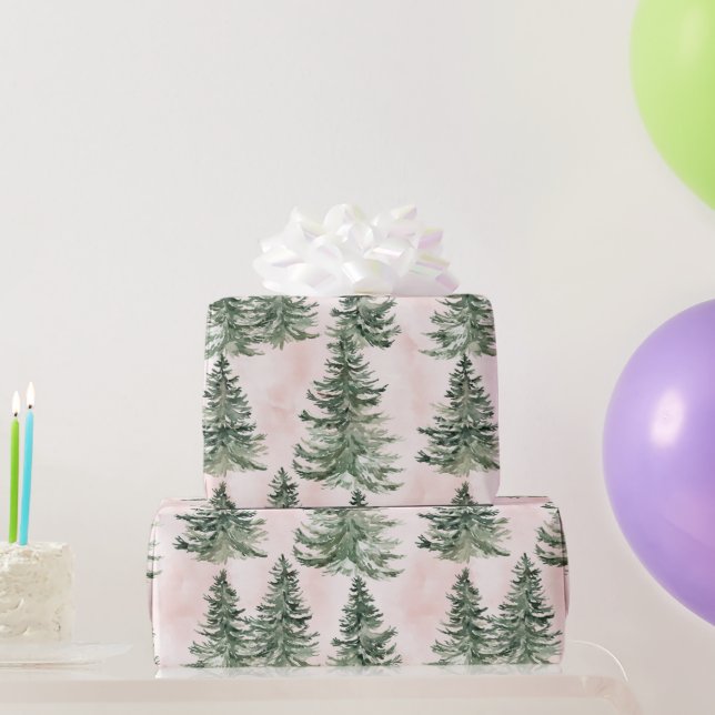 Papier Cadeau Motif Sage Green & Pine Rose (Cadeaux de fête)