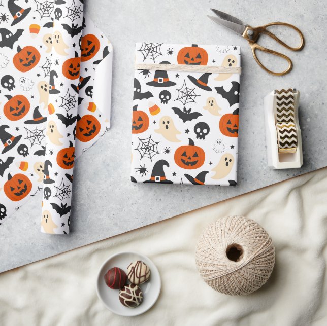 Papier Cadeau Motif saisonnier effrayant d'Halloween (Artisanat)