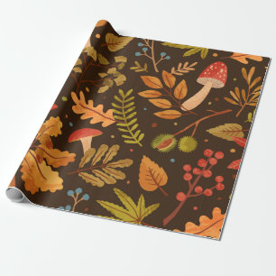 Papier Cadeau Motif sans charme décoré de feuilles d'automne, po