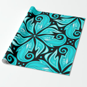 Papier Cadeau Motif sans couleur avec motifs ethniques floraux