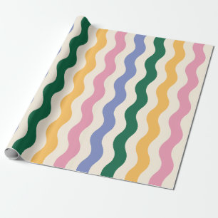Papier Cadeau Motif sans couture à rayures ondulées rétro des an