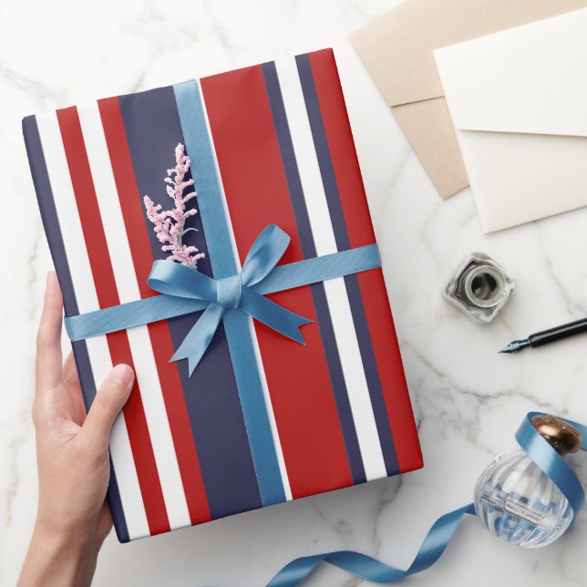 Papier Cadeau Motif sans couture à rayures verticales rouges et  (Cadeaux)