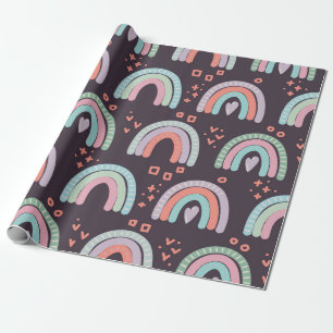 Papier Cadeau motif sans couture avec arc-en-ciel et clip goutt