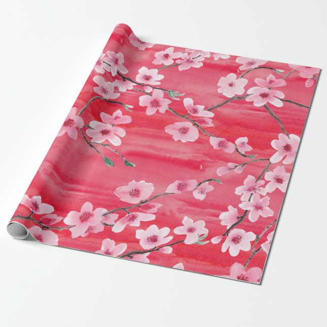 Papier Cadeau Motif sans couture avec Belle fleur de cerisier (Déroulé)