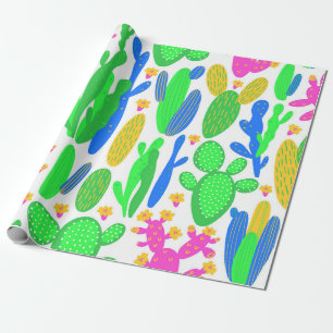 Papier Cadeau motif sans couture avec cactus sur arrière - plan