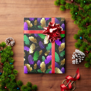 Papier Cadeau Motif sans couture avec des plumes de Mardi Gras